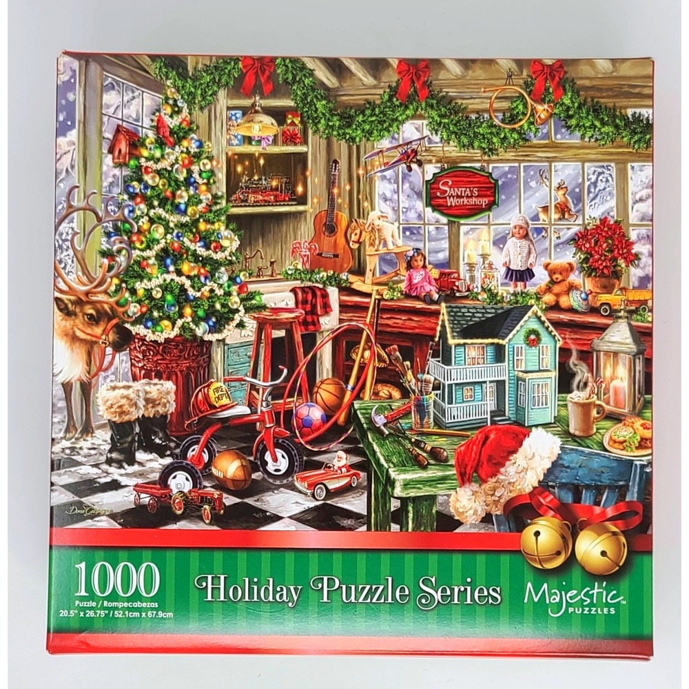 Majestic Puzzles Santa's Workshop 1000pc Jigsaw Puzzle‎ NEW 21" x 27" Christmas